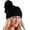 Black Cable Knit Polyester Fleece, variant on Solid Knotted Red Women's Pom Pom Knit Winter Beanie Hat