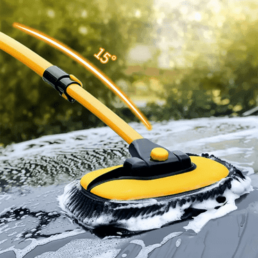 Harazaqa 15° Bend Car Wash Brush with Long Handle Telescopic 43" Aluminum Microfiber Cleaning Supplies Truck SUV RV Boat  Car Wash Mop Duster Exterior Interior Detailing Scratch Free Remover