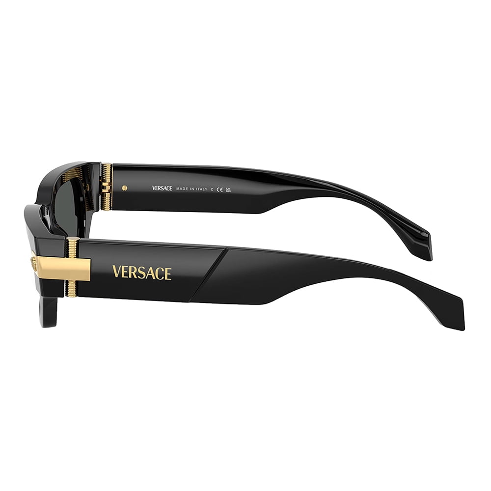 Versace Prescription Unisex Rectangle Sunglasses, Black/Dark Gray