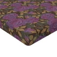 thumbnail image 4 of Ambesonne Rose Pattern Fitted Sheet, Botany Leaves Dreamy, King Size, Pale Purple Sand Brown, 4 of 5