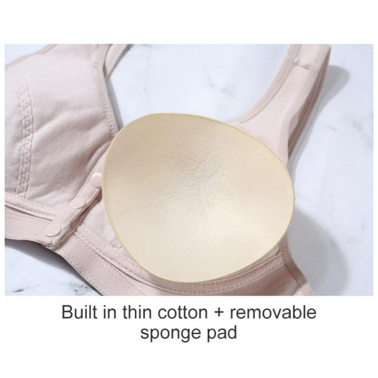 Women's Front Closure Cotton Bra Button Snap Closure Comfort