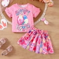 thumbnail image 5 of Baby Girl Easter Outfit Bunny Egg Print Top with Lace Trim and Pleated Skirt 2Pcs Set Baby Girls' Clothing Sets Hot Pink 3-4 Years, 5 of 8