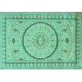 thumbnail image 1 of Ahgly Company Machine Washable Indoor Rectangle Medallion Turquoise Blue Traditional Area Rugs, 8' x 10', 1 of 4