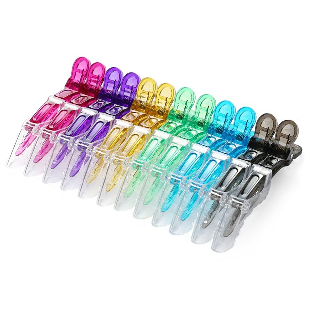 12 pcs Transparent Professional Hair Stylist Hair Clips. Salon Alligator Croc Hair Clips for DIY Sectioning, Haircuts, and Styling. Easy to Use, Unisex.