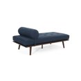 thumbnail image 3 of Gzxs 64" Chaise Lounge, Mid Century Modern Fabric Upholstered Sleeper Reclining Sofa with Round Pillow for Living Room Bedroom Lounge (Navy Blue), 3 of 10
