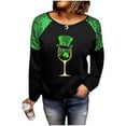 thumbnail image 5 of Yteetum Women's St Patrick's Day T Shirts Top Oversized Crewneck Glitter Luckys Irish Shamrocks Paddy's Day Graphic Print Long Sleeve Shirt Womens Casual Plus Size Round Neck Loose Fits Comfy Tees, 5 of 9