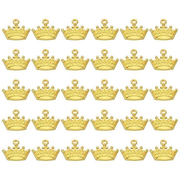 Crown Charm, 60Pcs Mini Crown Pendant Charm Bulk Metal Vintage Designer Queen, Gold Tone