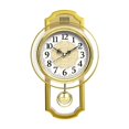 thumbnail image 1 of Reloj de pared oscilante retro europeo, sencillo y elegante, for sala de estar, dormitorio, silencioso, de cuarzo, dorado/marrón., 1 of 7