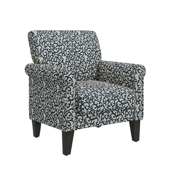 HL Home Furnishings Jean Rolled Arm Chair with Nailheads in Black Curly Vine
