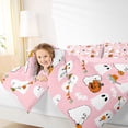 thumbnail image 3 of Homewish Cute Cartoon Halloween Ghost Full Size Comforter Sets,Pumpkin Bat Banner Print Bedding Comforter Set,Blush Pink,Pink Reversible,3-Piece,1 Comforter and 2 Pillowcases, 3 of 7