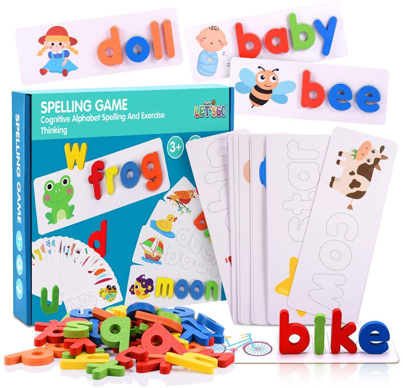Wooden Developmental Toys Puzzle Preschool Spelling Game Matching Letter Game UK 