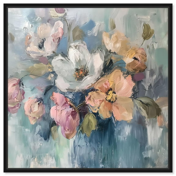 Floral Vortex II Canvas Floral Abstract Art by Art Remedy, Black Frame, 12" x 12"