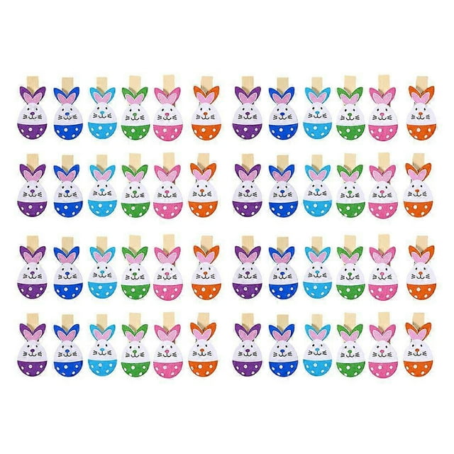 72pcs Rabbit Wooden Photo Clips Photo Display Clamps Creative Wall Picture Clip