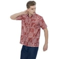 thumbnail image 5 of LA LEELA Men's Hawaiian Shirts Short Sleeve Button Down Shirt Men's Summer Shirts Linen Effect Casual Beach Holiday Hawaii Island Shirts for Men L Landscape, Red, 5 of 6