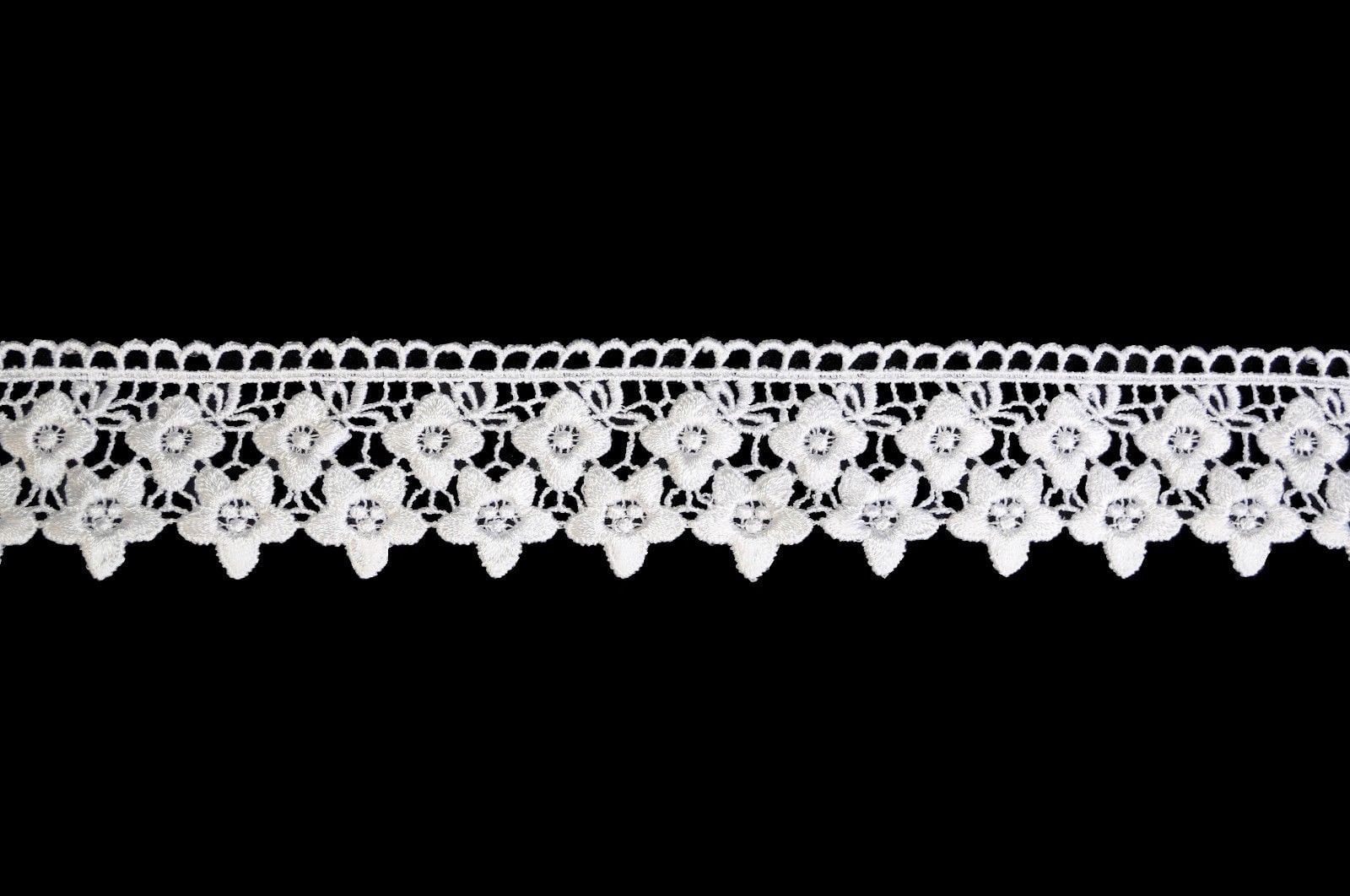 Lily 1" White Ruffled Gathered Raschel Lace Trim Sewing Notion DIY Wholesale Lot