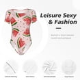 thumbnail image 6 of Haiem Hand Drawn Watermelon Women's Crew Neck Short Sleeve Bodysuit Tops Stretchy Slim Basic-Medium, 6 of 9