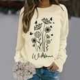 thumbnail image 2 of Sweatshirt for Women Vintage Boho Floral Printed Long Sleeve Pullover Blouses Lightweight Casual Trendy Loose Fit Tops Z001-Beige L, 2 of 5