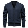 thumbnail image 5 of Ahabrexf Sweaters for Men, Fleece Lined V-Neck Pocket Button Cardigan Elastic Knit Sweater, 5 of 5