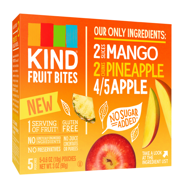 KIND Fruit Bites, Mango Pineapple Apple Fruit Bites, 5 Count, Gluten