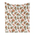 thumbnail image 1 of Rowan Soft Flannel Fleece Throw Blanket, Botanical Foliage Nature Pattern with Berries on Soft Pink Dots, Cozy Plush for Indoor and Outdoor Use, 50" x 60", Dark Green Pale Pink, by Ambesonne, 1 of 6