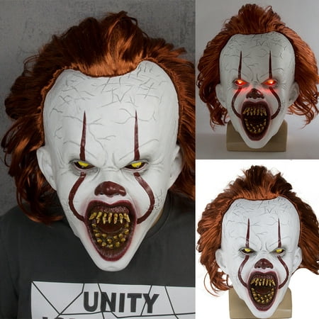 Pennywise LED Joker Mask Adult Halloween IT Chapter Two 2 Cosplay Scary Joker Prop