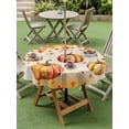 thumbnail image 3 of Outdoor Tablecloth with Umbrella Hole and Zipper, Orange Pumpkins Fall Round Table Cloth 60 Inch Waterproof Tablecloth, Thanksgiving Maple Leaves Botanical Picnic Table Cover for Patio Camping, 3 of 7