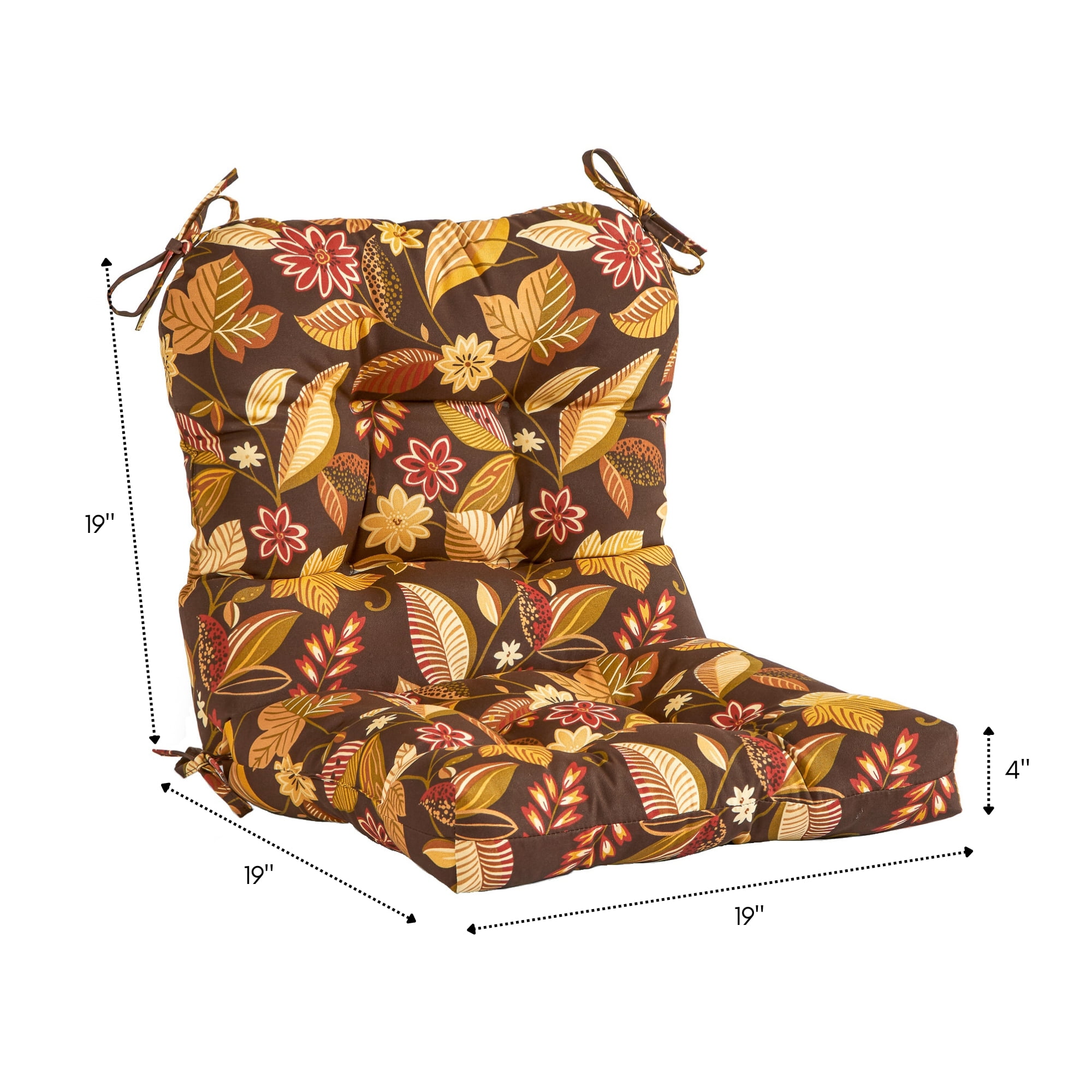 Greendale Home Fashions Russet Floral 38 x 21 in. Outdoor Reversible Tufted Chair Cushion