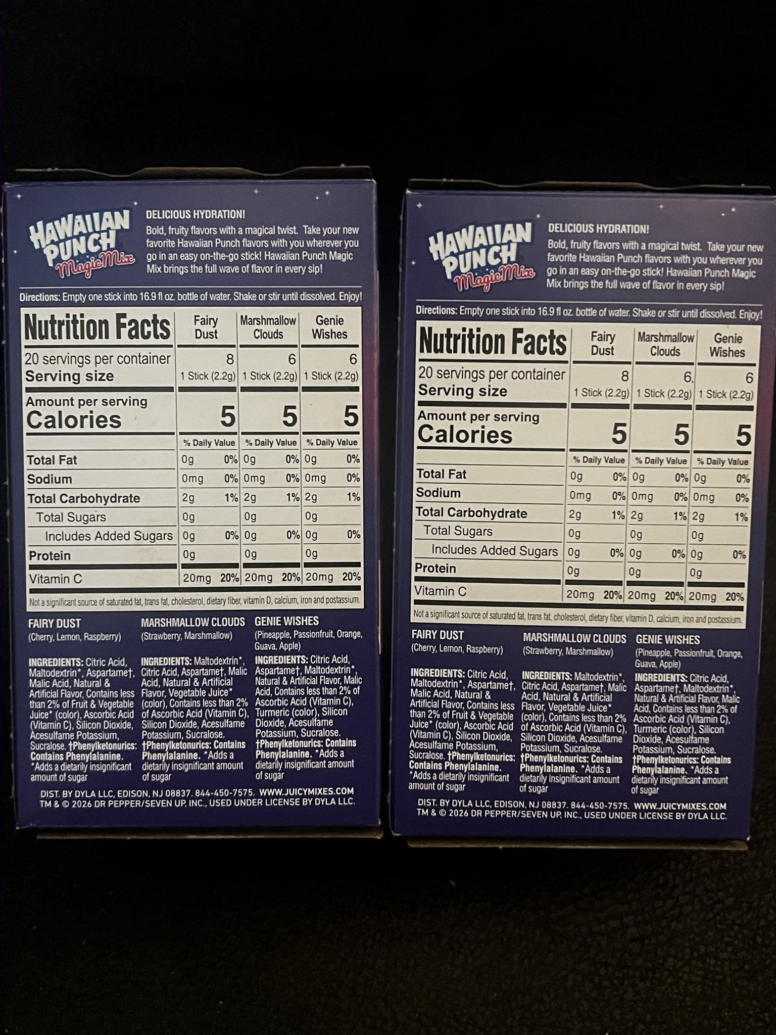 Hawaiian Punch Magic Powder Drink Mix Variety Pack, Fairy Dust, Marshmallow Clouds & Genie Wishes, 20 Sticks (Pack of 2)