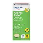 Equate Allergy Relief Cetirizine HCl Softgels, 25 Count, Compare to Zyrtec® Active Ingredient