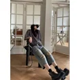 thumbnail image 5 of Vaqueros con agujeros Vintage de cintura alta para mujer, pantalones cortos vaqueros rectos de estilo hip hop americano Y2k, pantalones cortos holgados de pierna ancha lavados hasta la pantorrilla, 5 of 5