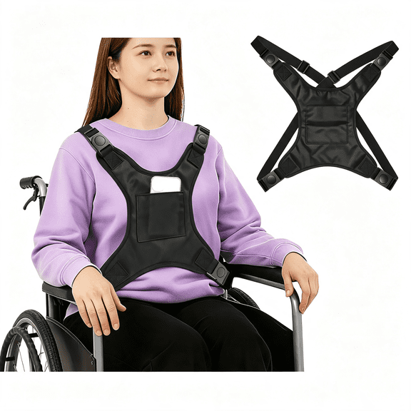 DUPAI Wheelchair Harness for Adults – Secure Seat Belt and Torso Support Vest for Elderly Or Disabled, Adjustable Straps Prevent Sliding Provides Full Body Stability（Black）