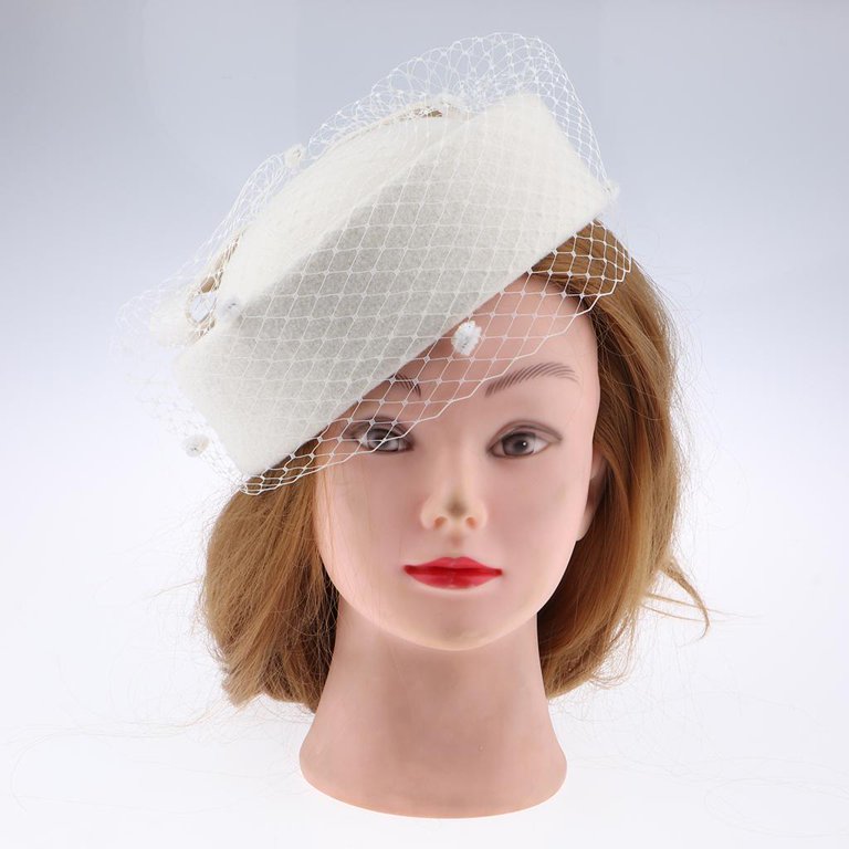 Vintage Wool Felt Pillbox Hat Bow Fascinator Hat Wedding 
