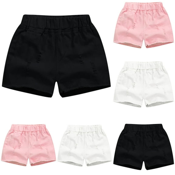 Bovxnpu Toddler Boys Girls Shorts, Lightweight Denim Shorts for Girls, Spring And Summer Cute Solid Girls Breaking Hole Pocket Elastic Waist Comfy Shorts Jeans 5 Years