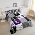 thumbnail image 3 of Eat Sleep Lacrosse Comforter ,Grey Purple Lacrosse Bedding King,Lacrosse Player Stick Bedding Comforter Set,Sports Buffalo Plaid Duvet Insert with 2 Pillowcases Soft, 3 of 6