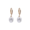 thumbnail image 1 of Aretes De Chapa De Oro Con Perla Oval Zirconia, 1 of 3