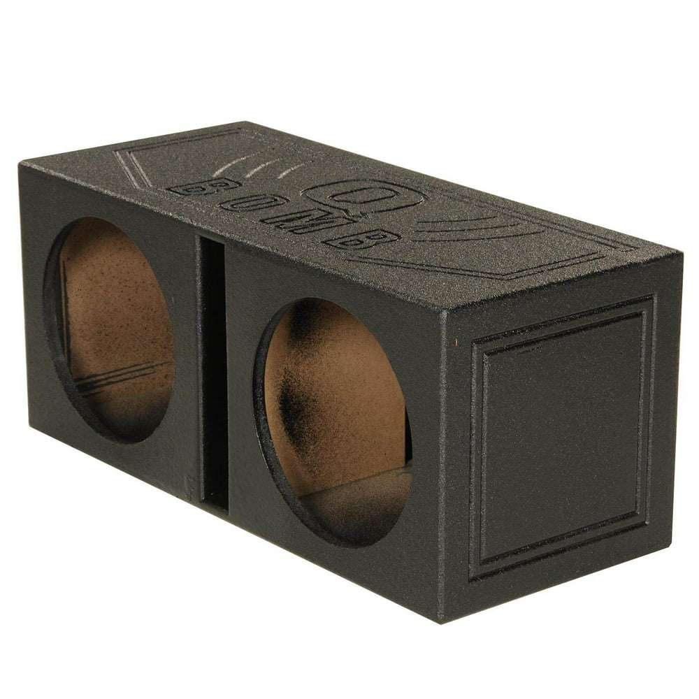 Q Power Dual 8 Inch Vented Port Subwoofer Sub Box with Bedliner Spray
