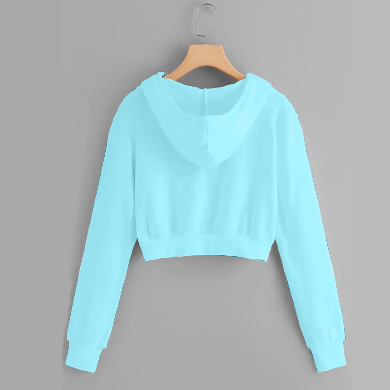 fartey Women Plus Size Crop Hoodies Warm Zip Up Fleece Long Sleeve Cozy Jacket Top Casual Solid Color Trendy Hooded Sweatshirt Outwear, S-5XL