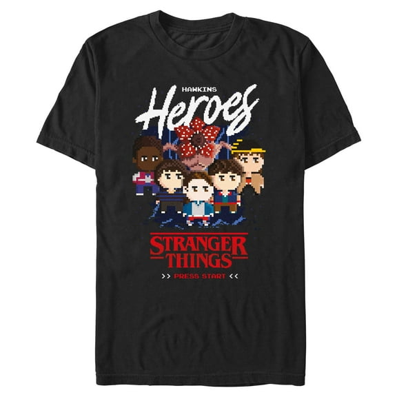 Netflix Men's Stranger Things 8 Bits Hawkins Heroes Friend Group T Shirt
