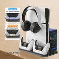 thumbnail image 4 of Swayvoo Multifunction Vertical Stand for PS5 Pro and PS5 Slim, Cooling Fan, Dual Controller Charging Dock, USB Hub, Console Organizer Black, 4 of 5