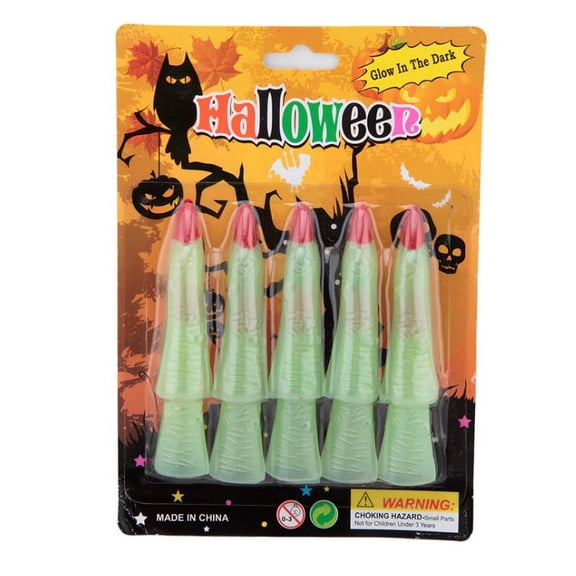 Moocorvic Halloween Masquerade Witch Finger Set False Nail Set Luminous Nail Set
