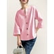 thumbnail image 2 of QUTETN Solid Color V-Neck Linen Shirt Women'S Casual Loose Button Shirt Top, 2 of 4