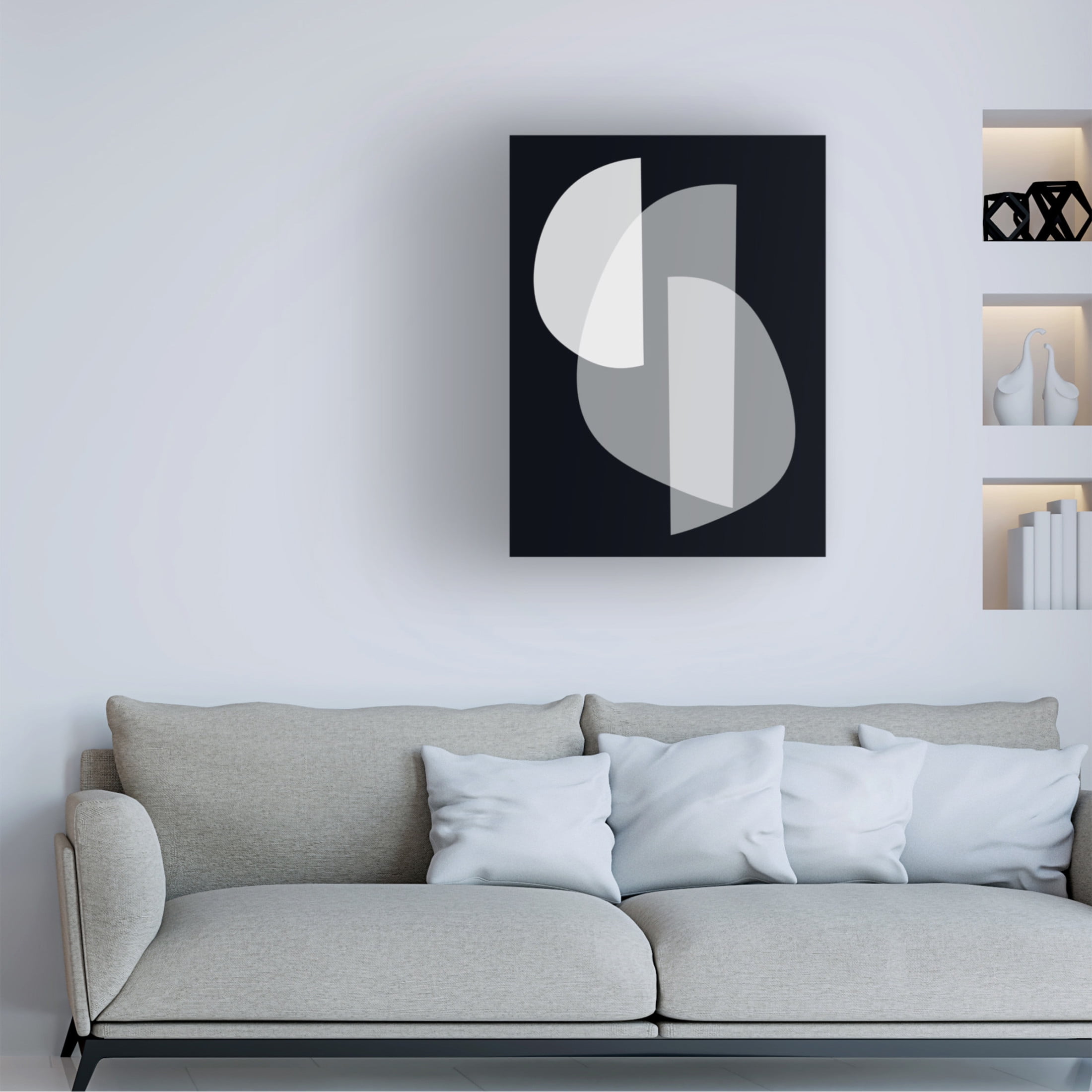 Canvas Wall Art - Tom Quartermaine 'Black and White Mid Century Abstract 3' Wall Art for Living Room, Bedroom, or Office Décor by Trademark Fine Art - 14 x 19 Inches