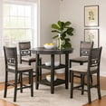 thumbnail image 4 of Benjara 5 Piece Counter Height Table with Open Geometric Back Chairs- Gray, 4 of 8