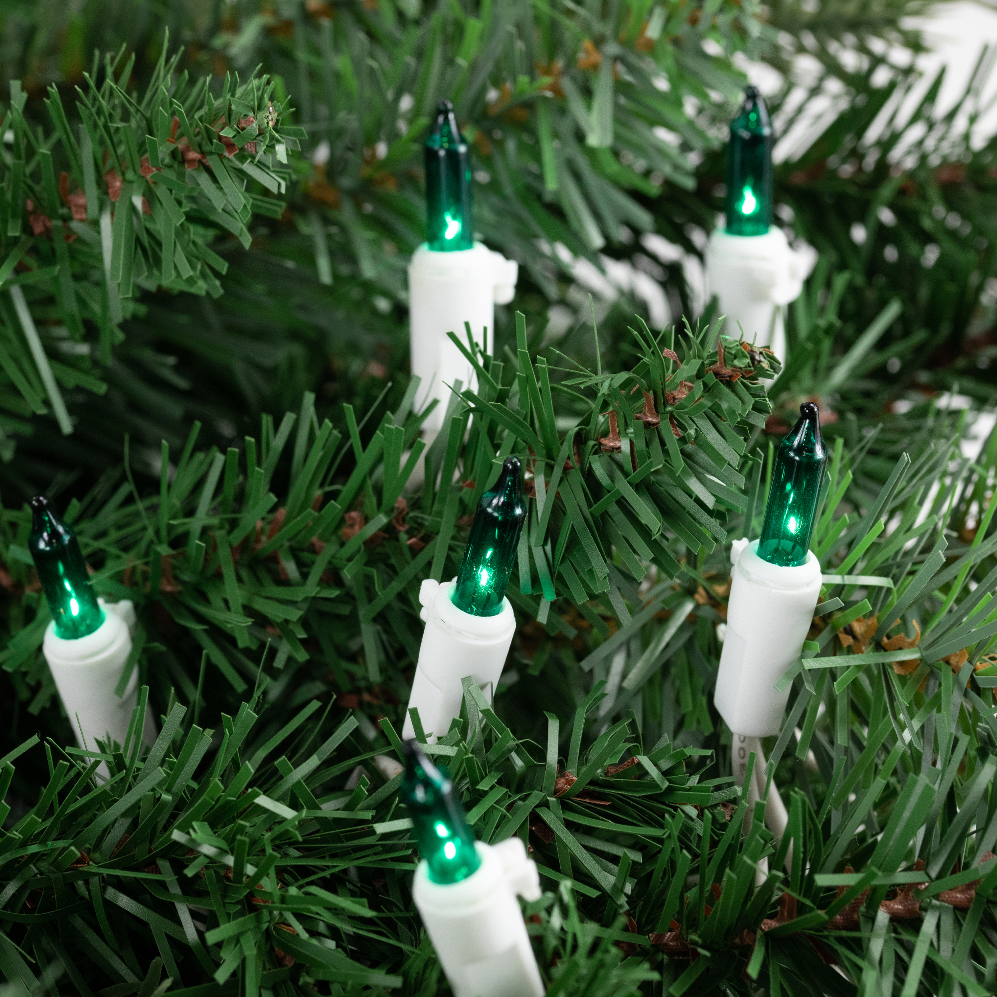 Mini Christmas Light Set - Teal - 24.5' White Wire - 50ct