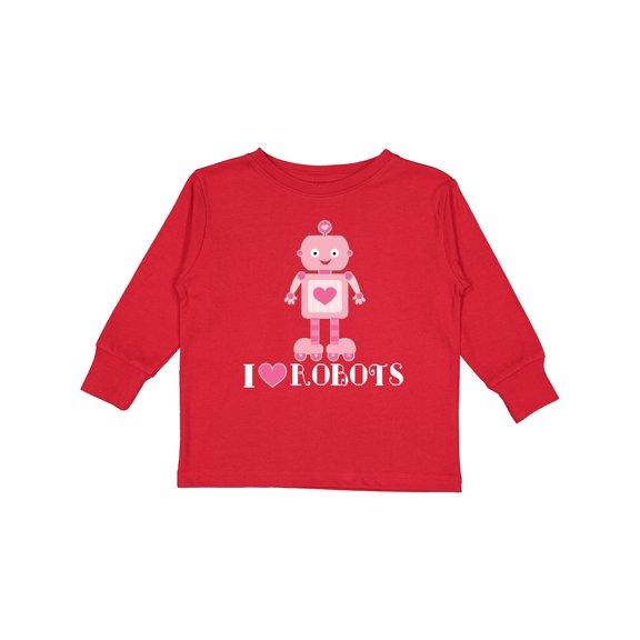 Inktastic Robotics I Love Robots Girls Girls Long Sleeve Toddler T-Shirt
