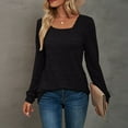 thumbnail image 4 of Idoravan Womens Plus Size Tops,Ladies, Fashion Women Round-Neck Long Sleeve Casual T-shirt Top Solid Blouse Black XXL, 4 of 5