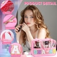 thumbnail image 3 of Bolsa de maquillaje transparente con letras de chenilla TESAFNG, impermeable, 3 of 6