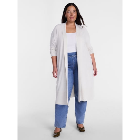 Terra and Sky Women's Plus Core Duster Cardigan with Long Sleeves, Lightweight,Sizes 0X-5X