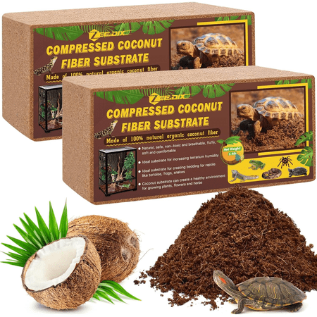 1.1kg Compressed Coconut Fiber Brick – Natural Coco Coir Reptile Substrate, Highly Absorbent Terrarium Bedding for Snakes, Lizards, Turtles & Amphibians