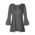 thumbnail image 4 of tarylea Womens Tunic Tops 3/4 Sleeve Scoop Neck Button up Pleated Blouse Casual Loose Comfy Stretch Dressy T-Shirt Tops, 4 of 5